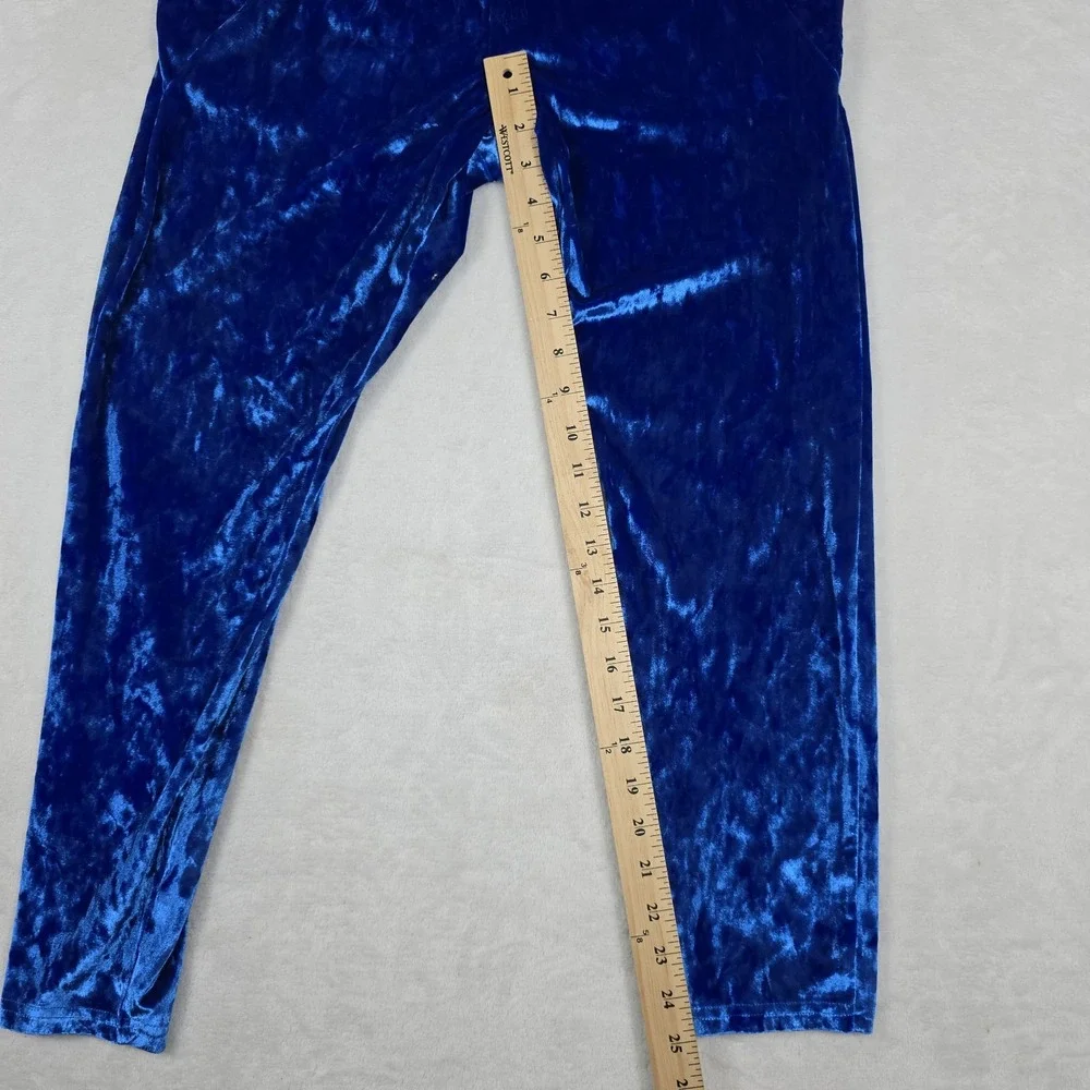 Fabletics‎ Crushed Velour Blue Cross Women's Size 2X Leggings